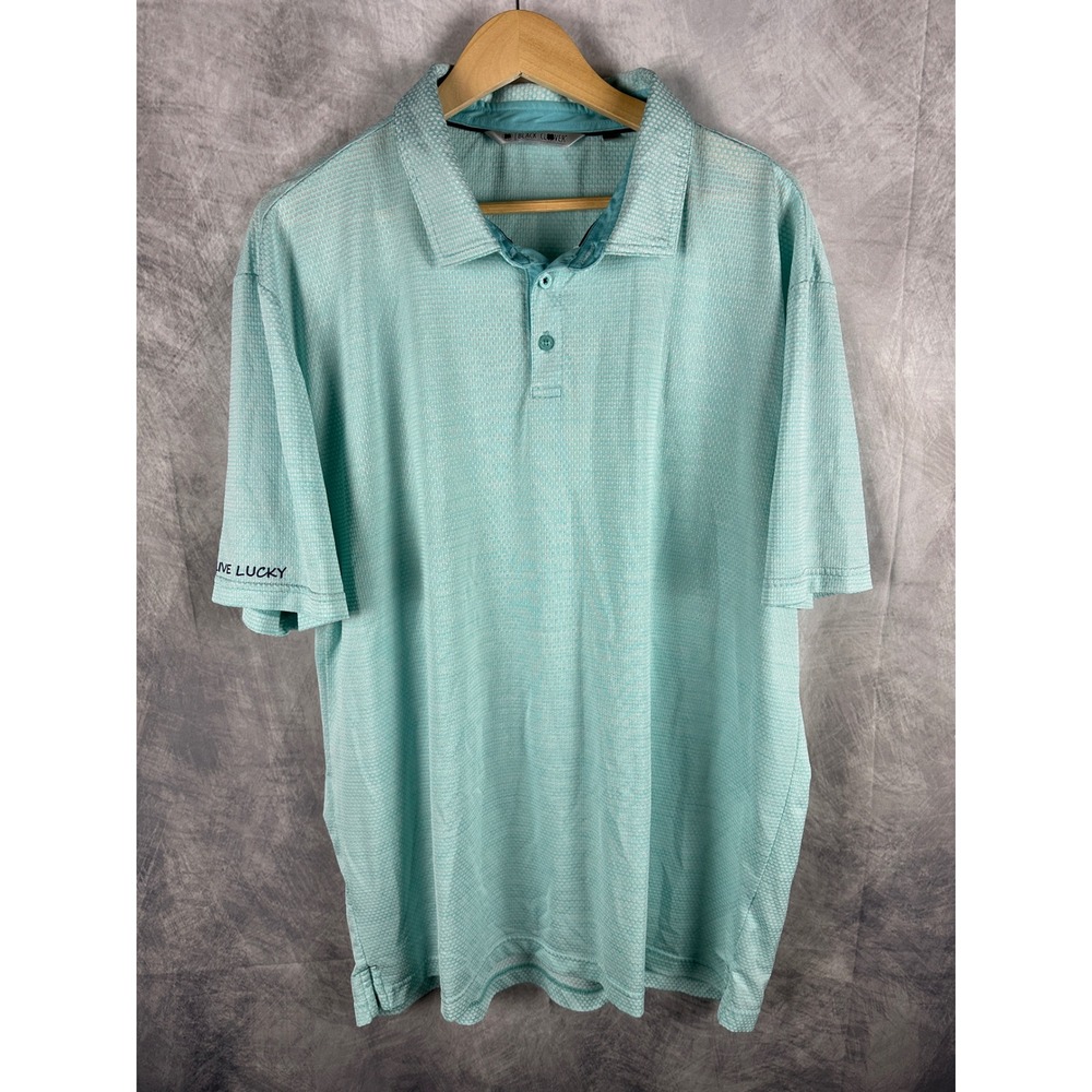 Black Clover Mens Live Lucky Golf Polo Shirt XXL Mint Green Textured Performance